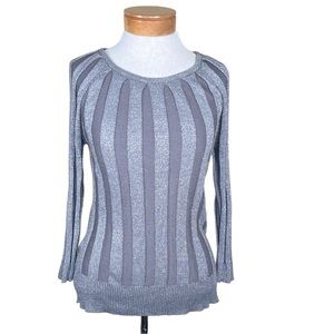Joseph A. Scoop Neck Silver Metallic Shimmering Dressy Occasion Sweater Medium